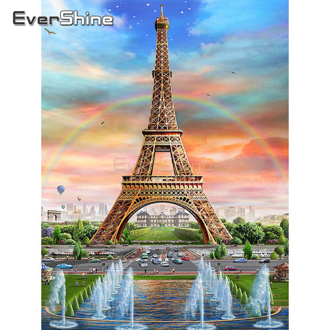 EverShine 5D Diamond Painting Eiffel Tower Picture Of Rhinestones Diamond Embroidery Full Dsiplay Handmade Decoration Of Home ► Photo 1/6