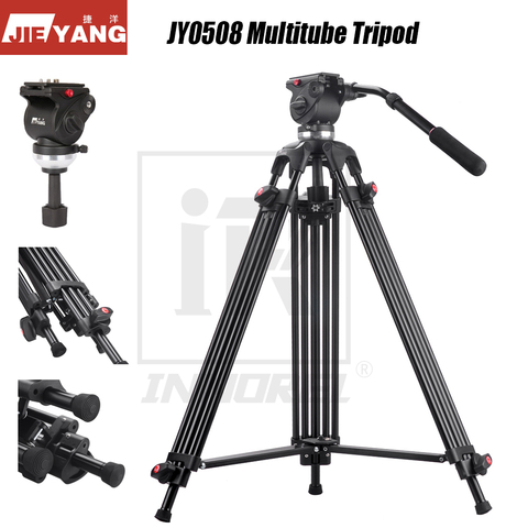 JIEYANG JY0508 Professional Multitube Tripod Stand Fluid Head For Panoramic Shooting Video Film DSLR Camera 75-161cm Height ► Photo 1/6