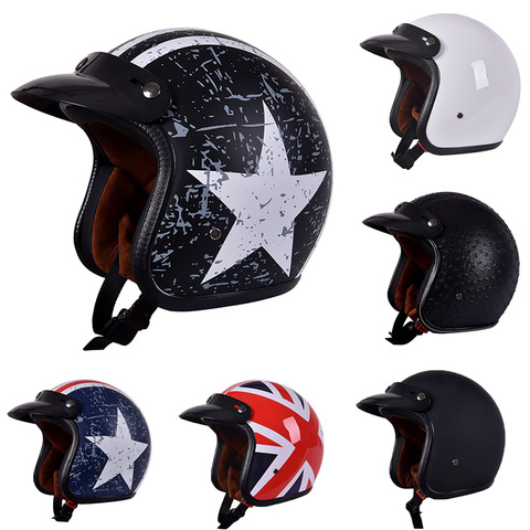 Motorcycle Vintage sun visor helmet 3/4 Open Face Helmets Casco Moto Jet  Scooter Bike Helmet Retro approved Casque Motociclismo - AliExpress