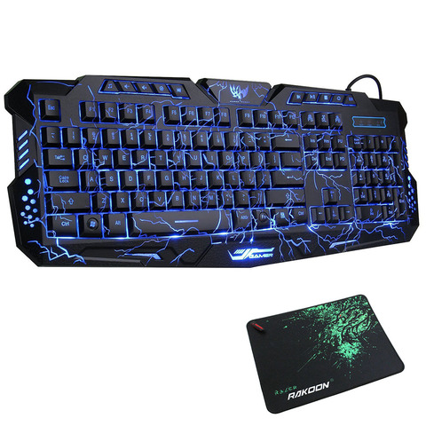 Gaming Keyboard Mechanical Computer Keyboard USB Wired LED 3 Color Red/Blue/Purple Backlit Gamer Lighted Keyboard With MousePad ► Photo 1/6