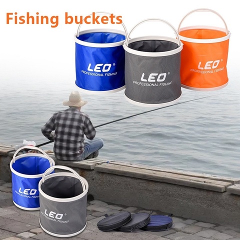 Outdoor Bucket Lightweight Canvas Folding Bucket Portable Camping Hiking Fishing Bucket Fishing Tackle Tools 3 Colors ► Photo 1/6