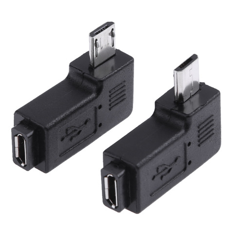 2Pcs 90 Degree Right Angle Micro USB Female to Micro USB Male Adapter Connector L Shaped Micro USB Male to Female Converter ► Photo 1/6