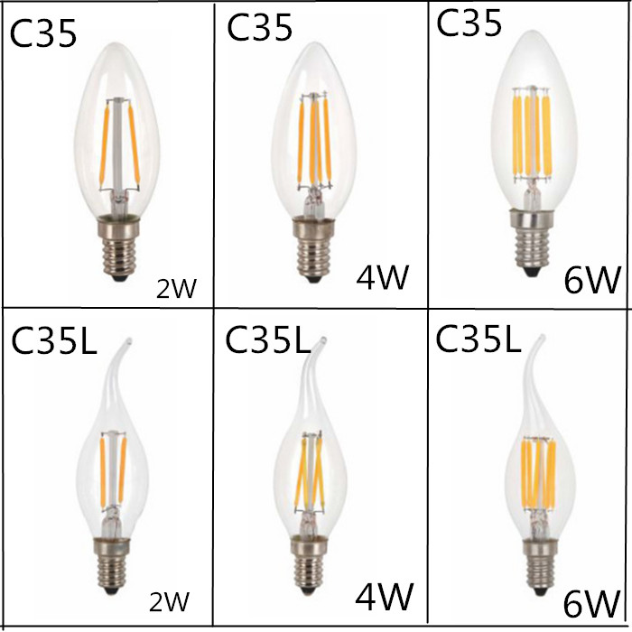 Price & Review on 10pcs LOT Design Energy Saving 2W 4W 6W Candle E14 E27 E12 220V 110V Dimmable C35 C35L LED Filament Light Bulb 360 Lamps | AliExpress Seller -