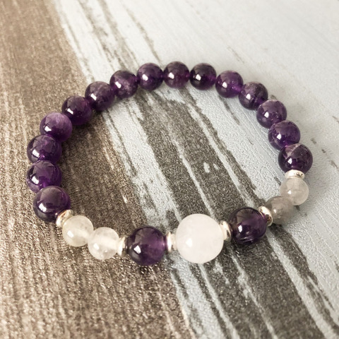 Fancy Selenite Amethysts Labradorite Spiritual Moon Bracelet Healing beaded Woman Ladies Purple stone bracelet ► Photo 1/6