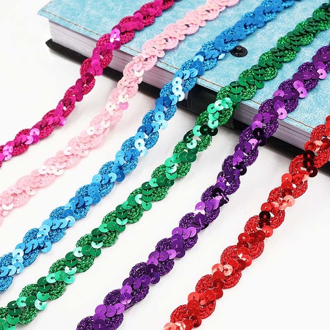 5M*1.5cm Shiny Beading Sequins Lace Fabric Trim for Wedding Decor Handmade DIY Craft Lace Ribbon Fabric Garments Sewing Supplies ► Photo 1/6