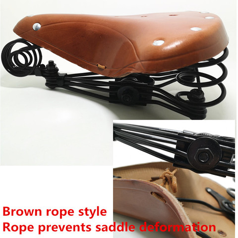 G10 100% cowhide saddle Vintage elephant spring genuine leather spring saddle old style bicycle saddle genuine leather saddle ► Photo 1/6