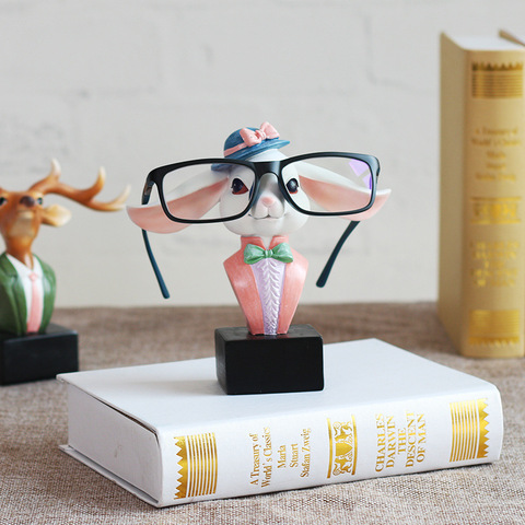 Original Design Rabit Glasses Stand Handmade Resin Craft Lovely Eyeglass Sunglasses Holder Animal Ornament Figurine Home Decor ► Photo 1/6