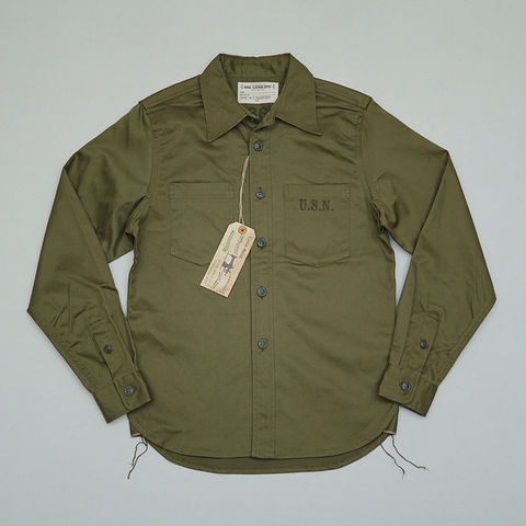 BOB DONG USN Military Long Sleeve Shirts Vintage US Army Selvedge Men's Tops L ► Photo 1/1