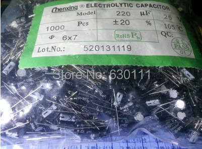 Free shipping 1000pcs NEW 25V 220UF 6*7MM 220UF 25V electrolytic capacitor ► Photo 1/1
