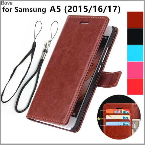 card holder cover case for Samsung Galaxy A5 2015 A5000 2016 A510F 2017 A520F Pu leather phone case ultra thin wallet flip cover ► Photo 1/6