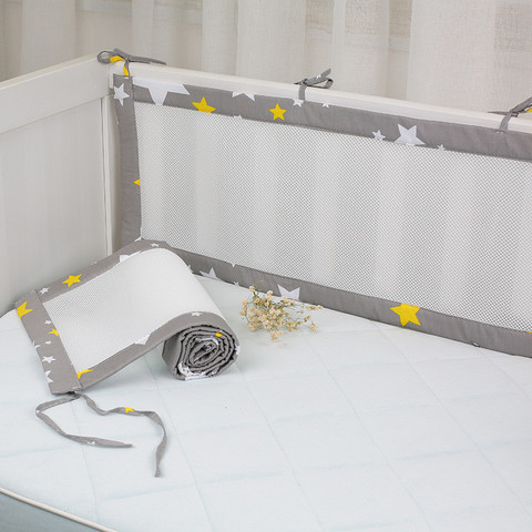 2Pcs/Set Breathable Summer Baby Bedding Bumper Collision Half Around baby bumper crib set Cotton Printing Mesh Safety Rails ► Photo 1/6
