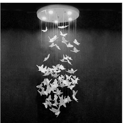 L Butterfly chandelier Nordic acrylic porch cloakroom simple stairwell cloakroom bar table decoration bedside chandelier LED ► Photo 1/2