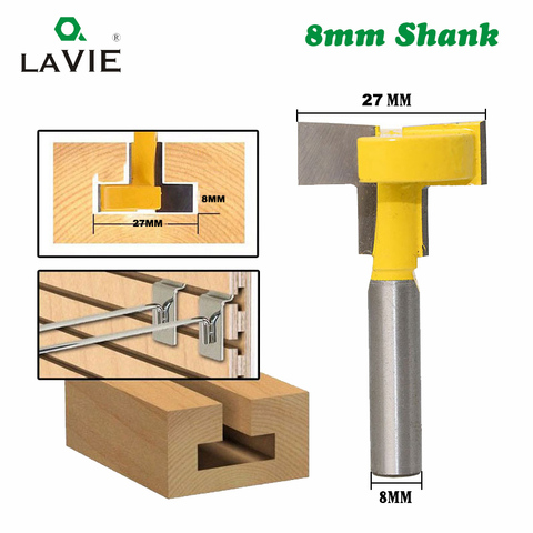 LA VIE 8mm Shank T-Slot Milling Straight Edge Slotting Knife Cutter Router Bits Milling Cutting Handle for Wood working MC02001 ► Photo 1/4