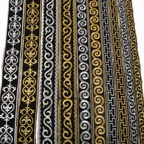 4 Meters/lot Width 2/2.5/3/5cm Gold Silver Ethnic Embroid Lace Trim Jacquard Ribbon for Garment Accessories DIY Craft Making ► Photo 1/6