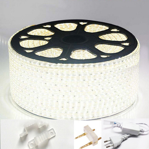 220v 230v 240v led strip light smd 3014 waterproof IP67 IP68 warm white blue outdoor tape rope with power plug dimmable lamp ► Photo 1/6