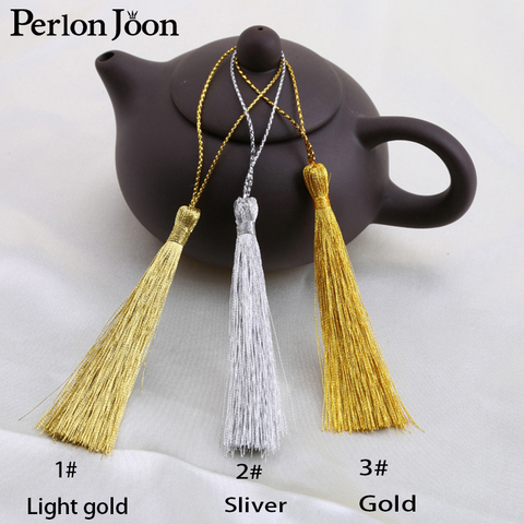 20PCs 13CM Gold/Silver Key Tassel Fringe Silk Thread Pendant Tassels Decorative For Jewelry DIY card Curtains Clothes ► Photo 1/6
