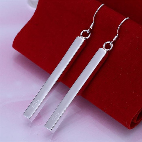 silver color Earring for women lady hoop wedding gift Jewelry classic rectangular girls holiday gifts e002 ► Photo 1/4