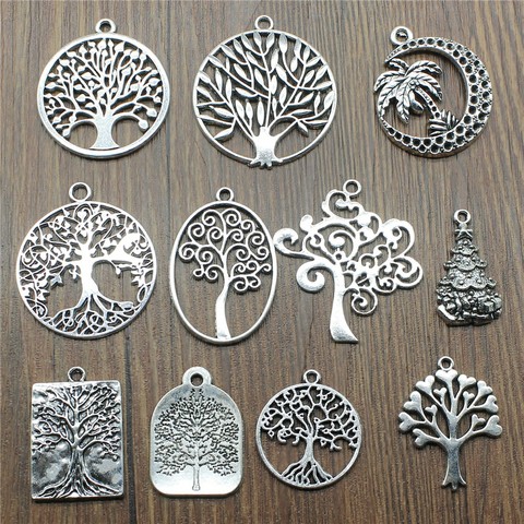 8pcs/lot Charms Tree Antique Silver Color Tree Charms For Jewelry Making Charms Tree Jewelry Findings DIY ► Photo 1/2
