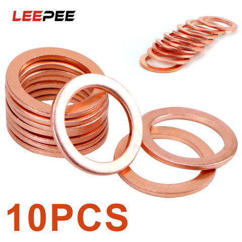 LEEPEE 10 Pieces/Set Sump Plug Oil Seal Tools Fasteners Accessories for Car Truck Vehicle 10*14*1mm Solid Copper Crush Washers ► Photo 1/6