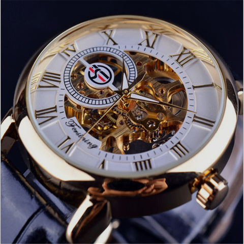 2022 Gold Men Mechanical Clock Montre Homme Man Business Fashion Watches Top Brand Winner Luxury Leathers Keleton Design Gift ► Photo 1/4