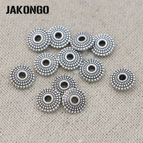 JAKONGO Round Spacer Beads Antique Silver Plated Loose Beads Jewelry Making Bracelet Accessories DIY Findings 20pcs/lot ► Photo 1/2