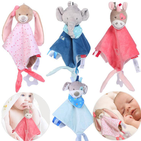 Baby Plush Toys Towel Appease Doll Teether Cartoon Bunny Bear Elephant Soft Blanket Stuffed Sleep Soothe Toy Infant Crib Rattles ► Photo 1/6