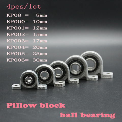 4pcs Zinc Alloy Diameter 8mm to 30mm Bore Ball Bearing Pillow Block Mounted Support KFL08 KFL000 KFL001 KP08 KP000 KP001 KP002 ► Photo 1/1