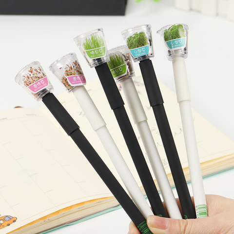 Cute Garden Grow Grass Gel Pen Kawaii Korean Stationery Creative Gift School Supplies 0.5mm Plant Gel Pen ► Photo 1/6