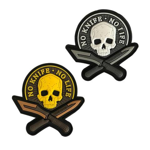 MAMAO 3D PVC Morale Patches No Knife No Life SKULL Military Tactical Patch badge applique Hook&backing Black and yellow ► Photo 1/4