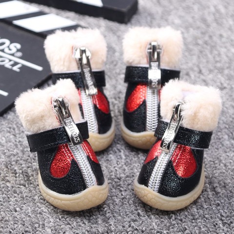 Love Bling Winter Shoes For Dogs Lot Anti-slip Cute Waterproof Black Warm Boots For Puppy Animal Clothing & shoes Size Products ► Photo 1/6