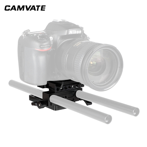 CAMVATE QR Manfrotto Connect Adapter With Sliding Mounting Plate + Base Plate + 15mm Dual Rod Clamp  C2175 ► Photo 1/6