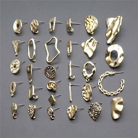 10pcs/lot Earrings Studs Accessories Jewelry Findings & Components Earring Accessories Golden Distorted Earrings Base Studs ► Photo 1/6