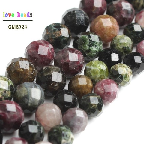 AAA Natural Faceted Colorful Tourmaline Stone Round Beads for Jewelry Making Diy Bracelet Necklace 7.5'' strand 6mm 8mm ► Photo 1/5