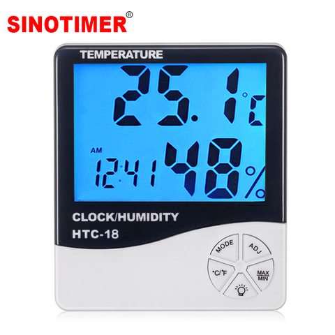 HTC-1 Electronic Temperature Humidity Meter Indoor Room Digital Thermometer Hygrometer Weather Station Alarm Clock ► Photo 1/6