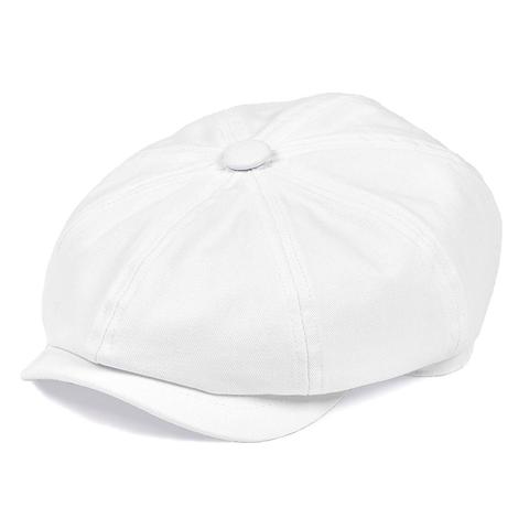 BOTVELA White Twill Cotton Newsboy Cap for Men Women Classic Cabbies Driver Apple Caps Gatsby Flat Hat Baker Boy Headpiece 003 ► Photo 1/6