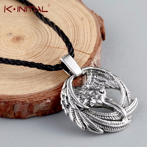 Kinitial Vintage Norse Animal Raven Necklace Odin's Viking Pendants Necklaces Crow Runes for Unisex  Amulets jewelry ► Photo 1/1