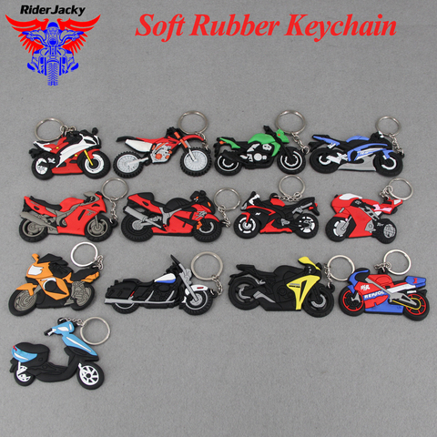 RUBBER RED KAWASAKI MOTORCYCLE RACING KEYCHAIN KEY RING