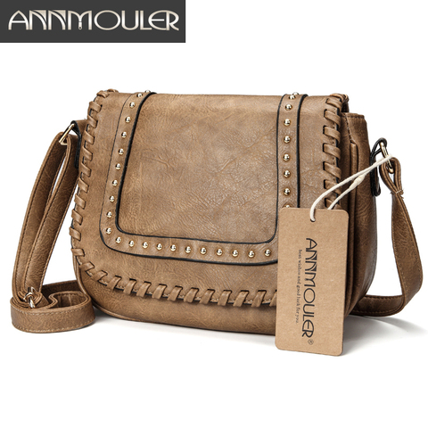 Annmouler Fashion Women Shoulder Bag Pu Leather Crossbody Bag Solid Color Brand Purse Small Khaki Messenger Bag for Ladies ► Photo 1/6