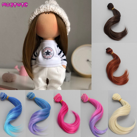 One Piece MUZIWIG 15cm Hair Extension High Resistant Fiber Khaki Red Green Pink Hair Weft DIY BJD/SD Doll Wigs ► Photo 1/6