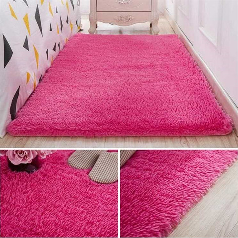 Thickened washed silk hair non-slip carpet living room coffee table blanket Bedroom bedside mat yoga rugs solid color plush rug ► Photo 1/6