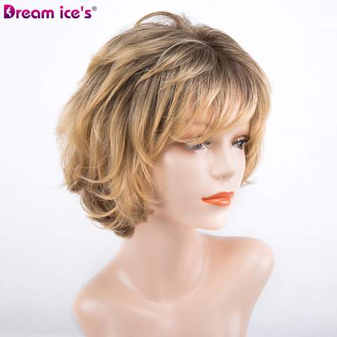 synthetic short black yellow grey bob wig straight ombre cosplay wig Dream ice's ► Photo 1/6