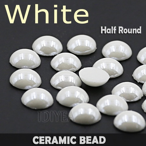 Good! White Ceramic Half Round Flatback Pearl Beads 2mm 3mm 4mm 5mm 6mm 8mm 10mm non hotfix good polished for DIY Nail Garments ► Photo 1/5