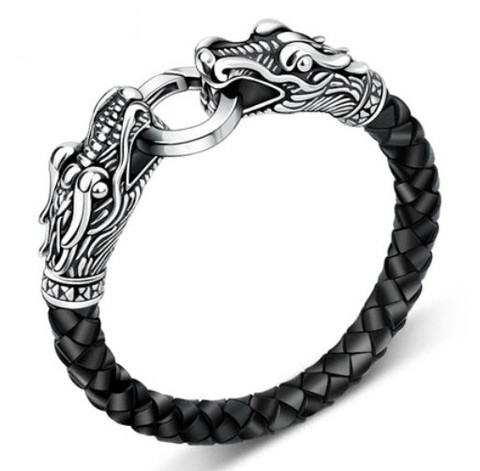 4pcs leather Tibetan silver men bracelet titanium fashion male vintage accessories parataxis dragon bracelet men jewelry ► Photo 1/1