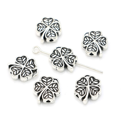 JAKONGO Lucky Clover Spacer Beads Antique Silver Plated Loose Beads for Jewelry Making Bracelet DIY Handmade Craft 15PCS 11mm ► Photo 1/5