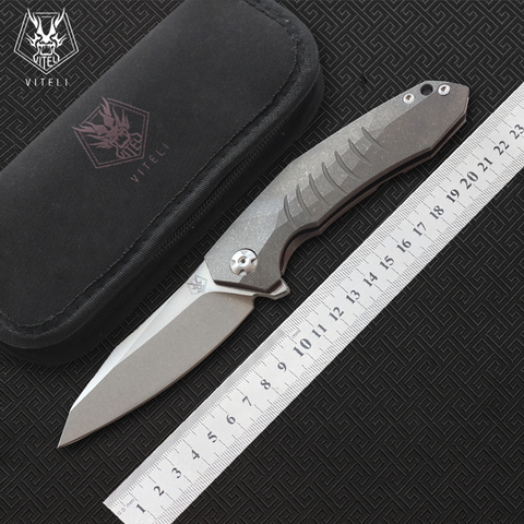 Free shipping,high quality Viteli TOP1 knife,Blade:S35VN(Stone wash),Handle:TC4 Plane bearing outdoor camping Folding knife EDC ► Photo 1/6