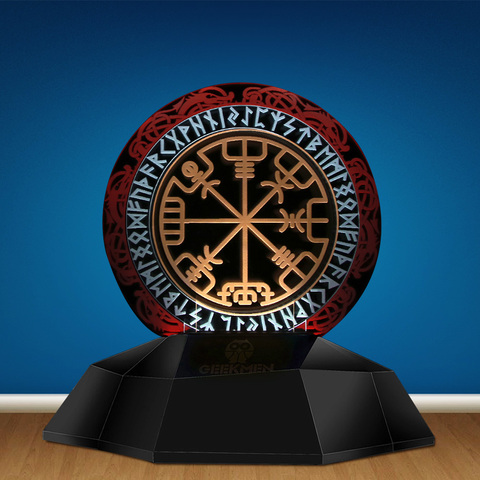Norse Viking Symbol 3D Line Lamp Compass Viking Runes Designed Lamp 3D Optical Illusion Lamp Decor Magical Stave Table Lamp ► Photo 1/6