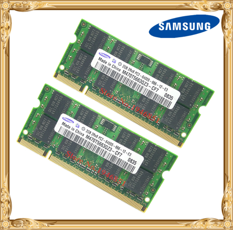 Samsung Laptop memory 4GB 2x2GB 800MHz PC2-6400 DDR2 Notebook RAM 4G 800 6400S 2G 200-pin SO-DIMM ► Photo 1/1