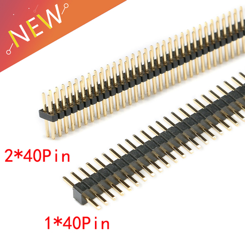 10pcs/Lot 1.27mm 1*40 2*40 Pin Header Male Pitch Male Single/Double Row Pin Header Strip Gold Plated Copper Connector ► Photo 1/6