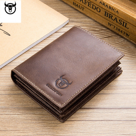 Genuine Leather Men Wallets Vintage Cow Leather Wallet Male Handmade Custom Dollar Price Coin Purse Short Wallet carteira ► Photo 1/6