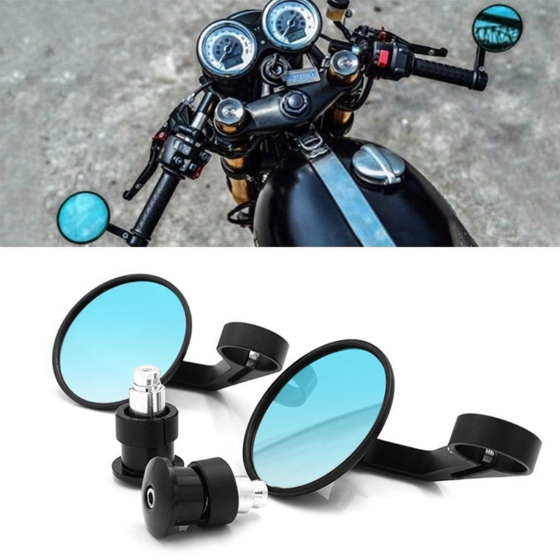 ROUND MOTORCYCLE HANDLE BAR END MIRRORS CNC ALUMINUM UNIVERSAL CAFE RACER BOBBER
